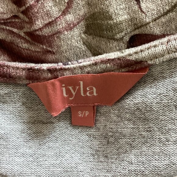 Iyla Women's 3/4 Sleeve Top Sweater Size S/P Floral Casual Roses Earthy Tones - Picture 5 of 6